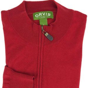 Orvis 1/4 Zip Sweater Sweatshirt XL Red Silk Blend